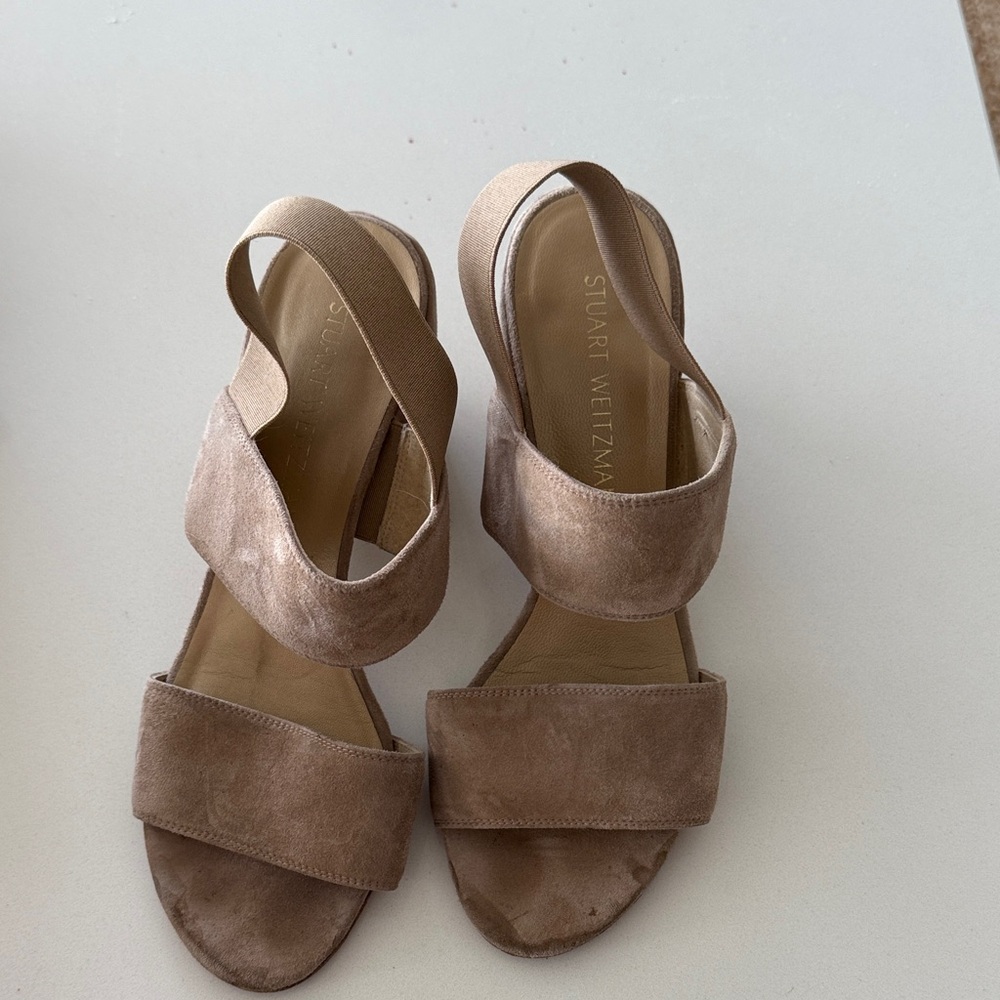 Stuart Weitzman Beige Suede Sandals